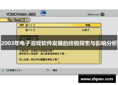 2003年电子游戏软件发展的终极探索与影响分析